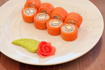 Image showing Salmon roll sushi