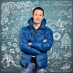 Image showing Asian Man in Down Padded Coat 