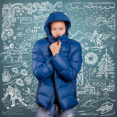 Image showing Asian Man in Down Padded Coat 