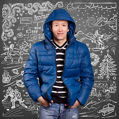 Image showing Asian Man in Down Padded Coat 