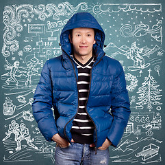 Image showing Asian Man in Down Padded Coat 