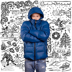 Image showing Asian Man in Down Padded Coat 