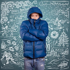 Image showing Asian Man in Down Padded Coat 