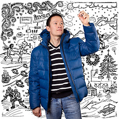 Image showing Asian Man in Down Padded Coat 