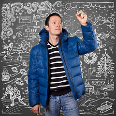 Image showing Asian Man in Down Padded Coat 