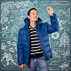 Image showing Asian Man in Down Padded Coat 