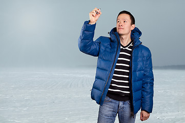 Image showing Asian Man in Down Padded Coat