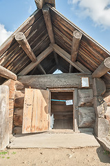 Image showing Russian sauna from big logs. Front view