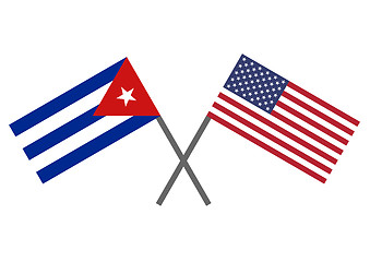 Image showing Flag of Cuba and USA