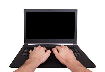 Image showing Hand on laptop