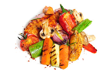 Image showing grilled chicken fillet and vegetables