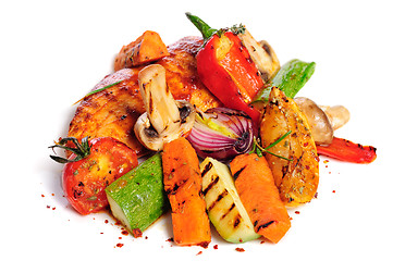 Image showing grilled chicken fillet and vegetables