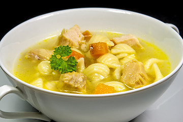 Image showing Chicken soup with noodles