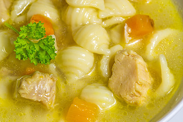 Image showing Chicken soup with noodles