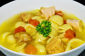 Image showing Chicken soup with noodles