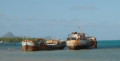 Image showing two rotting tankers