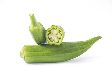 Image showing Pile of fresh okra