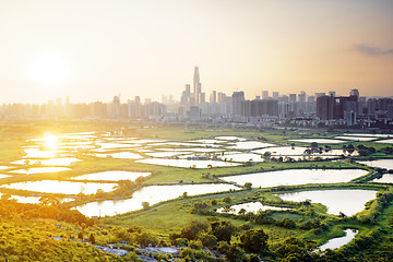 Image showing hong kong countryside sunset