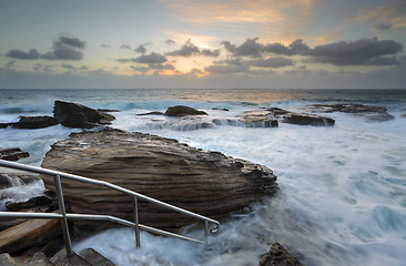 Image showing Giles Baths Coogee Rock Pool Sunrise Seascape