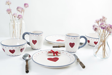 Image showing breakfast table with hearts
