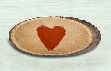 Image showing wooden plate with heart