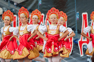 Image showing Russian beauty in Rodnichok folk groupe