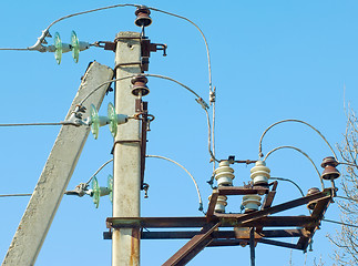 Image showing Electrical post with wires