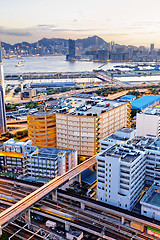 Image showing Kowloon at sunset