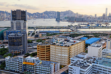 Image showing Kowloon at sunset