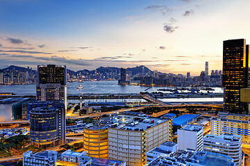 Image showing Kowloon at sunset