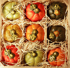 Image showing Pumpkins in box