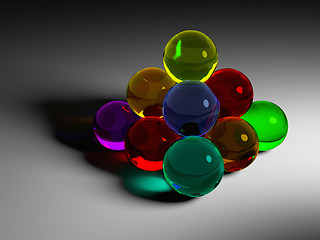 Image showing colorful glass ball pyramide