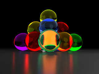 Image showing colorful glass ball pyramide