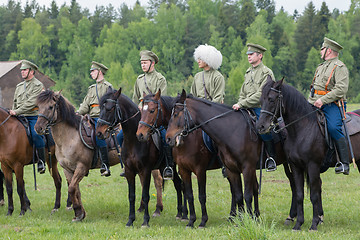 Image showing Cavalry soldiers in row