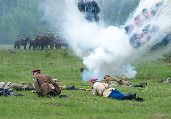 Image showing Kornilovs hiking squad lying down