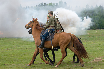 Image showing Cavalry soldiers ride