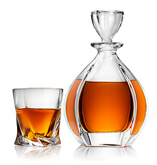 Image showing Carafe and glass of whiskey