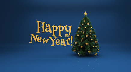 Image showing Christmas tree on blue background