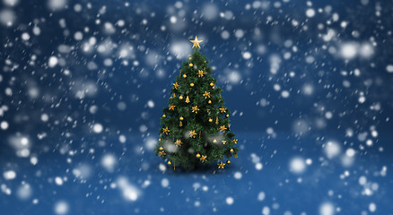 Image showing Christmas tree and snow