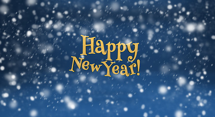 Image showing Happy New Year and snow on blue background