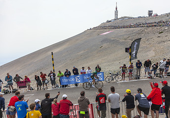 Image showing The Cyclist Thomas Voeckler Climbing Mont Ventoux