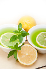 Image showing mint infusion tea tisane with lemon