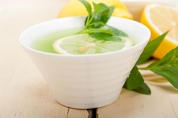 Image showing mint infusion tea tisane with lemon