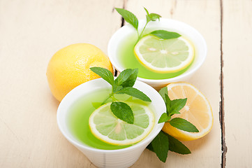 Image showing mint infusion tea tisane with lemon