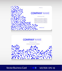 Image showing Set of two abstract cards with Blue floral background