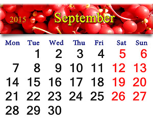 Image showing calendar for September of 2015 with red schisandra