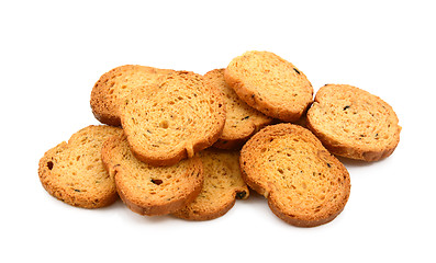 Image showing Pile of bite-size Italian crostini