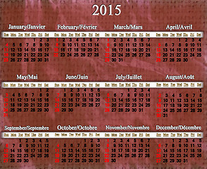 Image showing calendar for 2015 year on lilac pattern