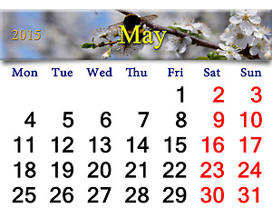 Image showing calendar for the May of 2015 year