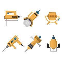 Image showing Colored icons vector collection of construction equipment